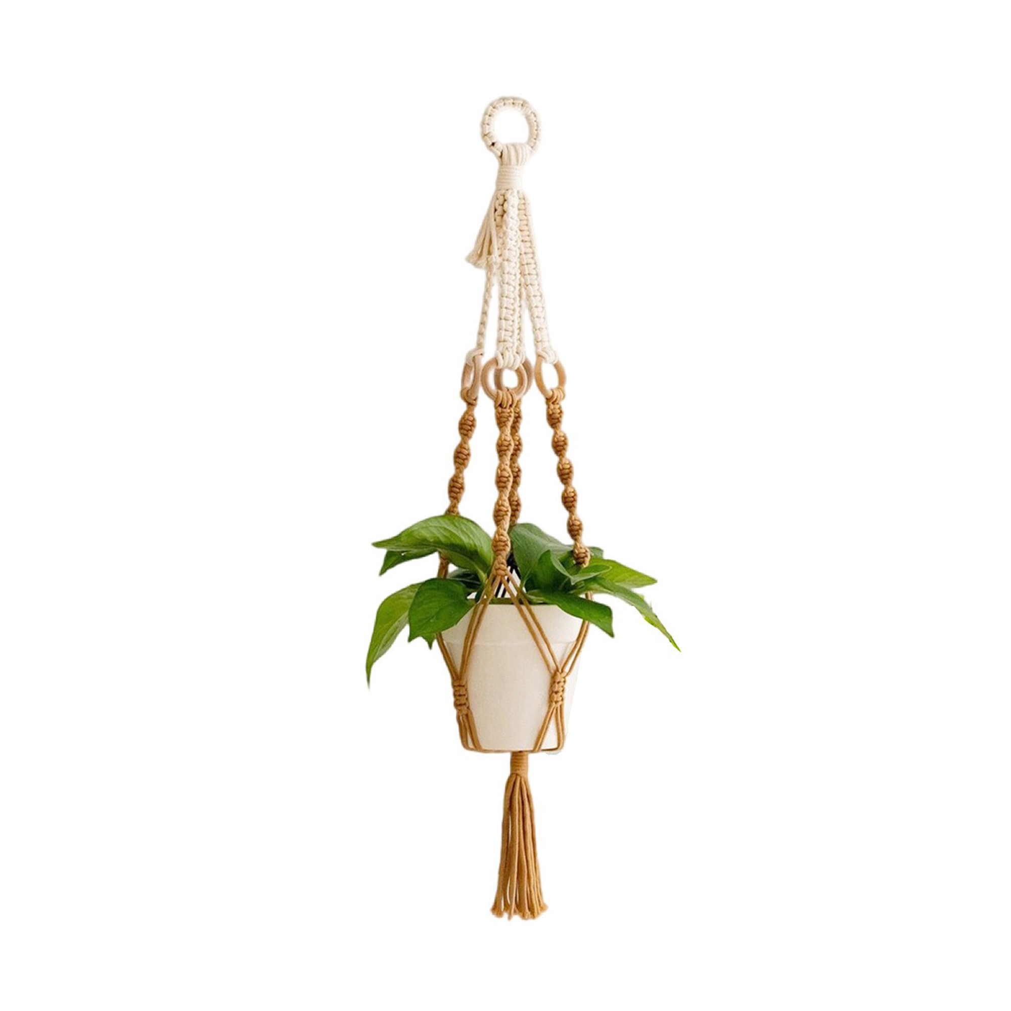 Foto 2 pulgar | Ilios Innova | Colgante Decorativo Boho Café Para Maceta  Soporte Tejido A Mano  Para Plantas En Interior O Exterior.