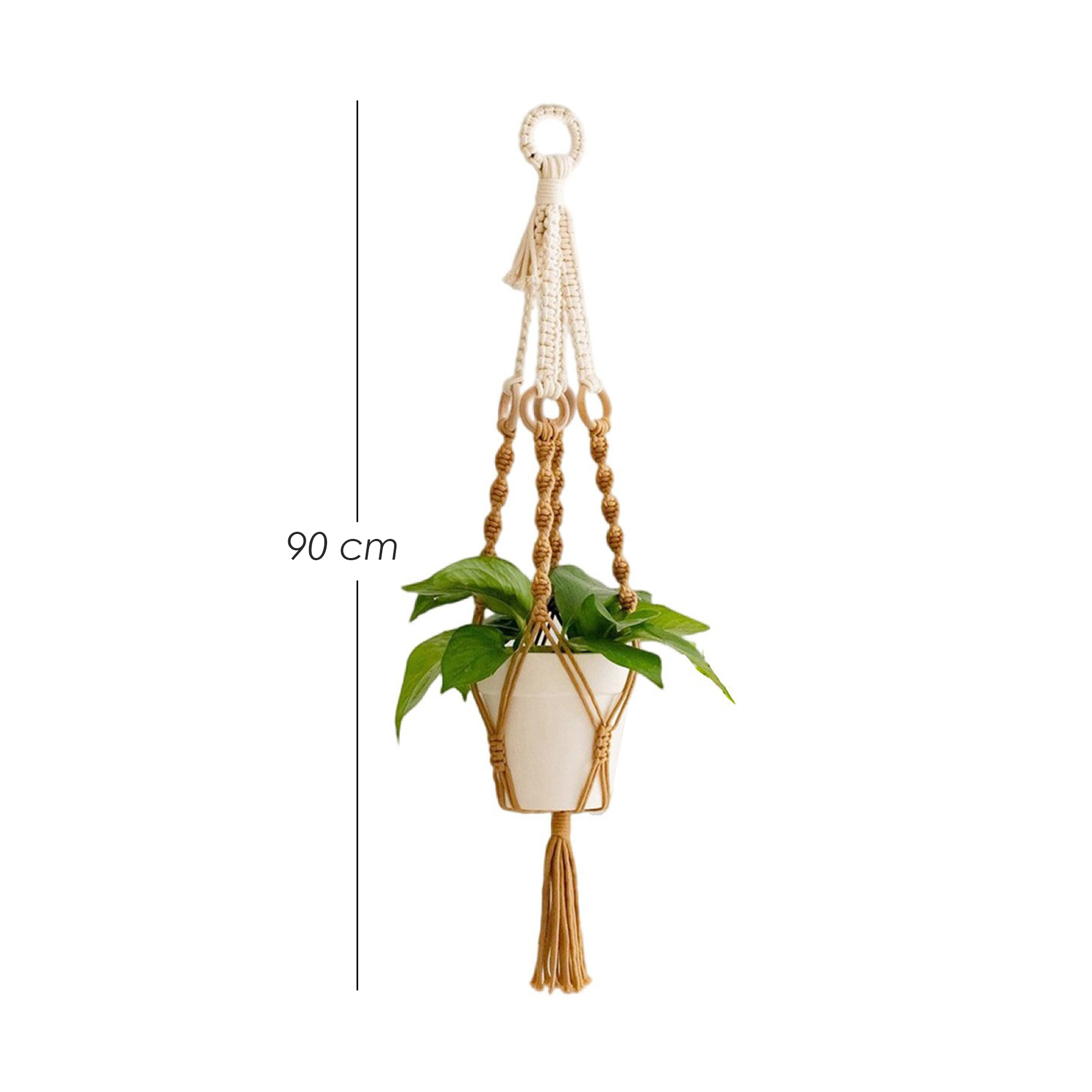 Foto 3 pulgar | Ilios Innova | Colgante Decorativo Boho Café Para Maceta  Soporte Tejido A Mano  Para Plantas En Interior O Exterior.
