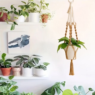 Foto 4 | Ilios Innova | Colgante Decorativo Boho Café Para Maceta Soporte Tejido A Mano Para Plantas En Interior O Exterior.