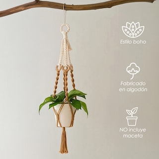 Foto 5 | Ilios Innova | Colgante Decorativo Boho Café Para Maceta Soporte Tejido A Mano Para Plantas En Interior O Exterior.