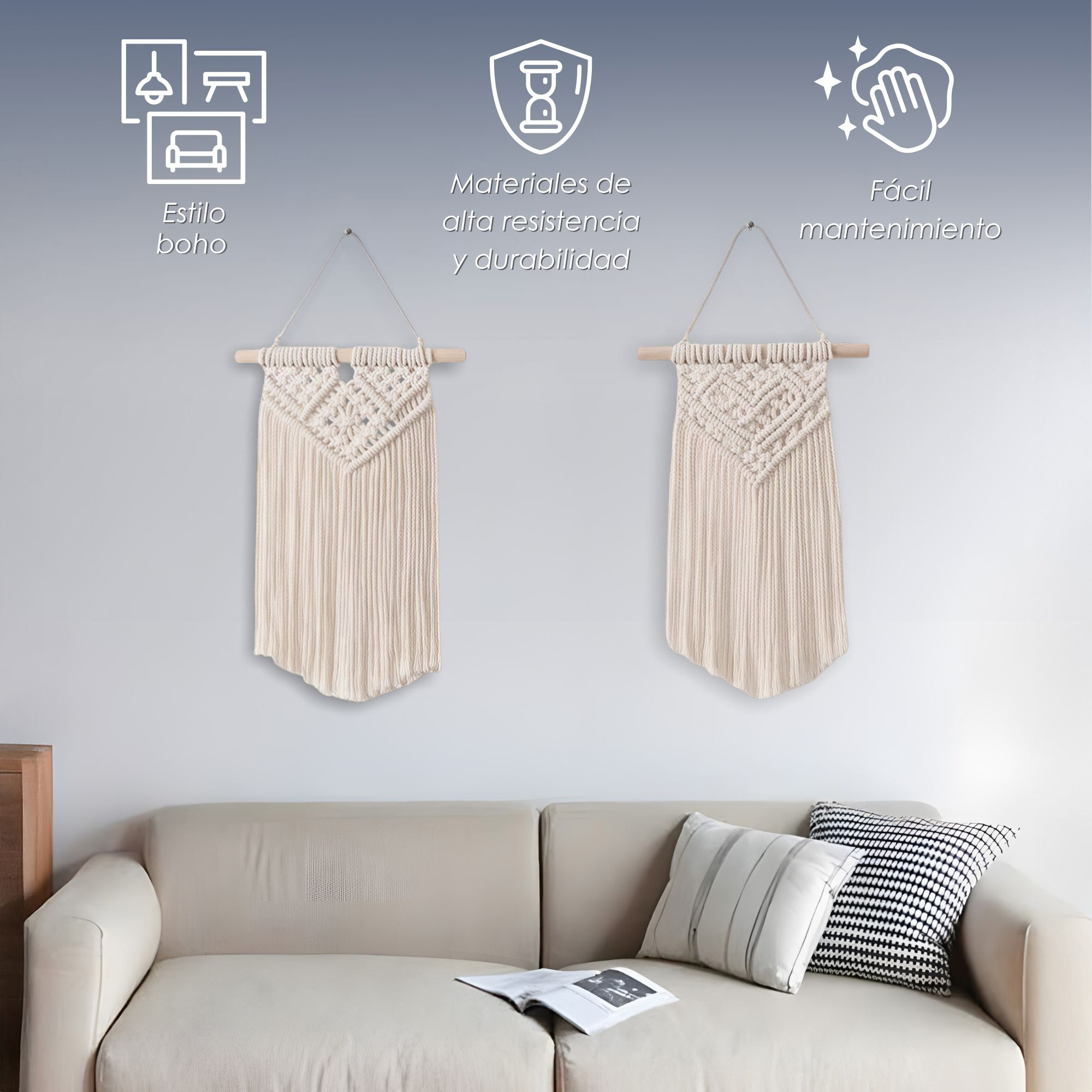 Foto 4 pulgar | Colgantes de Pared Boho 2 Piezas