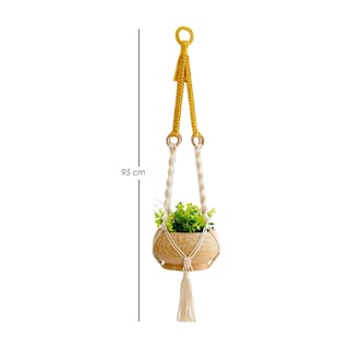 Foto 2 | Ilios Innova | Colgante Decorativo Boho Beige Para Maceta Soporte Tejido A Mano Para Plantas En Interior O Exterior.