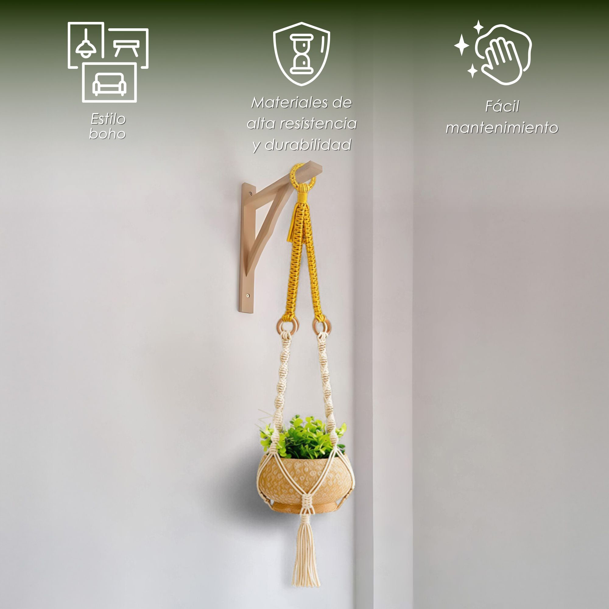 Foto 4 pulgar | Ilios Innova | Colgante Decorativo Boho Beige Para Maceta  Soporte Tejido A Mano  Para Plantas En Interior O Exterior.