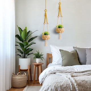 Foto 3 | Ilios Innova | Colgante Decorativo Boho Beige Para Maceta Soporte Tejido A Mano Para Plantas En Interior O Exterior.