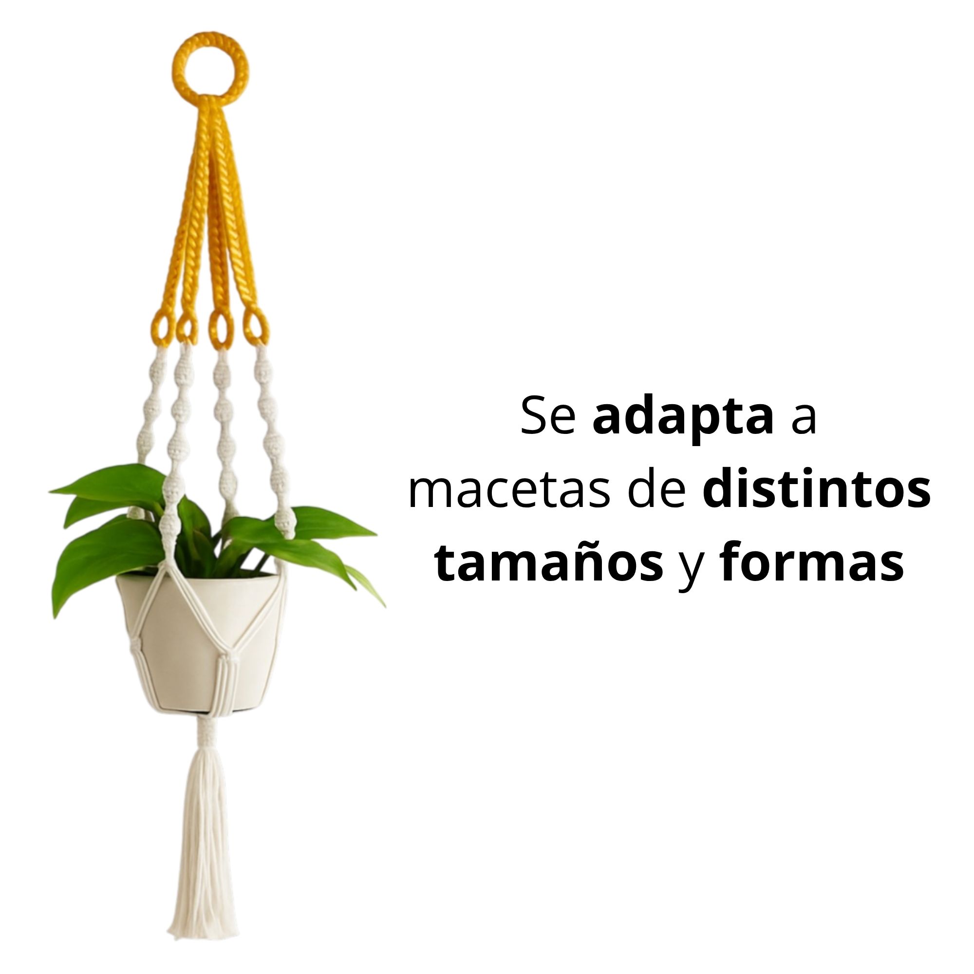 Foto 9 pulgar | Ilios Innova | Colgante Decorativo Boho Beige Para Maceta  Soporte Tejido A Mano  Para Plantas En Interior O Exterior.