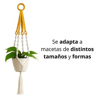 Foto 8 | Ilios Innova | Colgante Decorativo Boho Beige Para Maceta Soporte Tejido A Mano Para Plantas En Interior O Exterior.