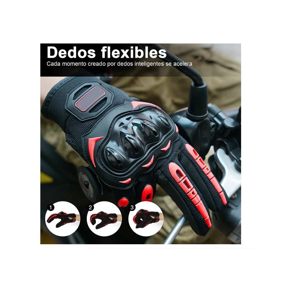 Foto 4 pulgar | Guantes Protección Pantalla Táctil De Dedo Para Motocicleta Talla L Rojo