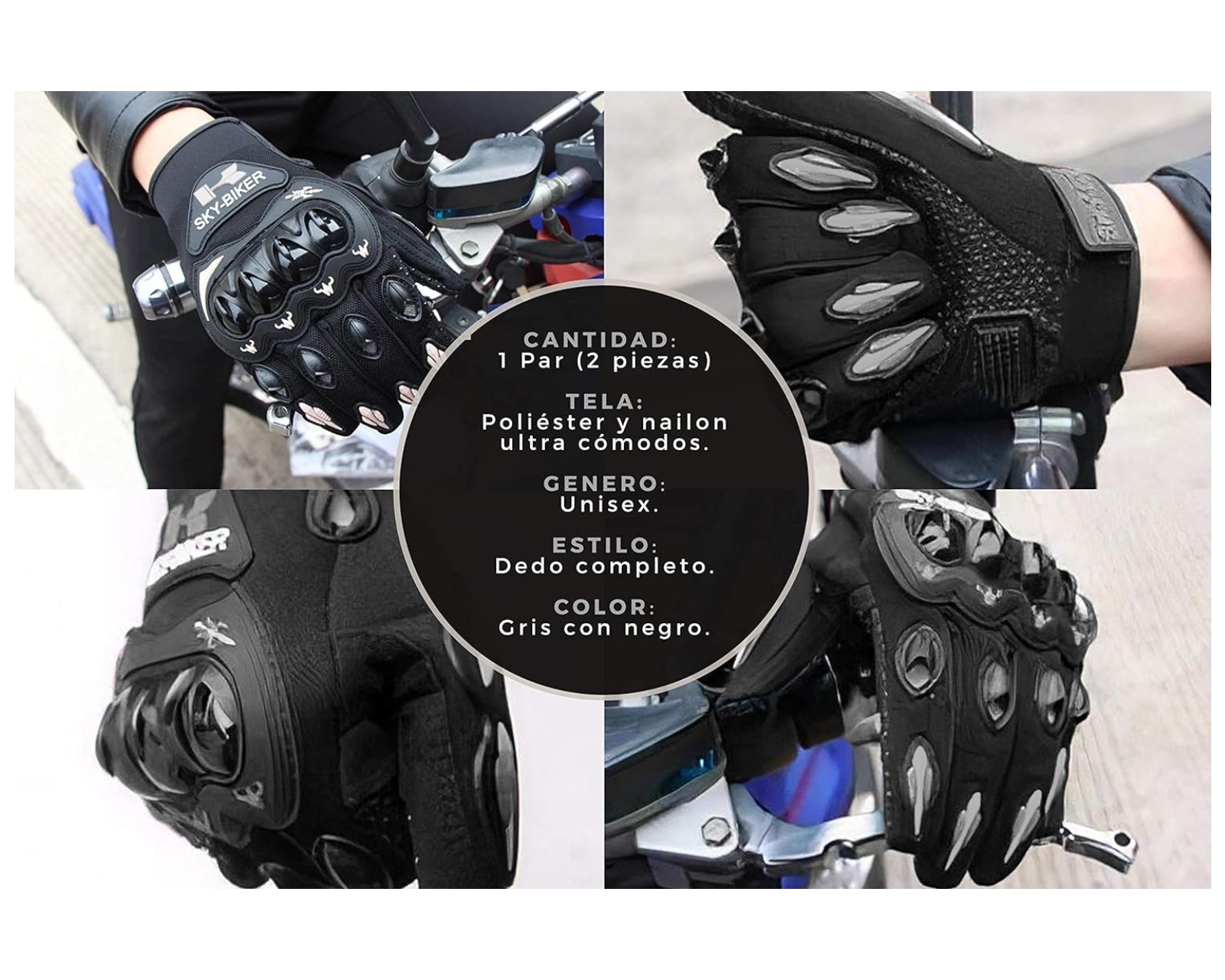 Foto 3 pulgar | Guantes para Motociclista BLUELANDER Guantesxlg color Negro Antideslizante Cómodos para Hombre y Mujer Talla XL