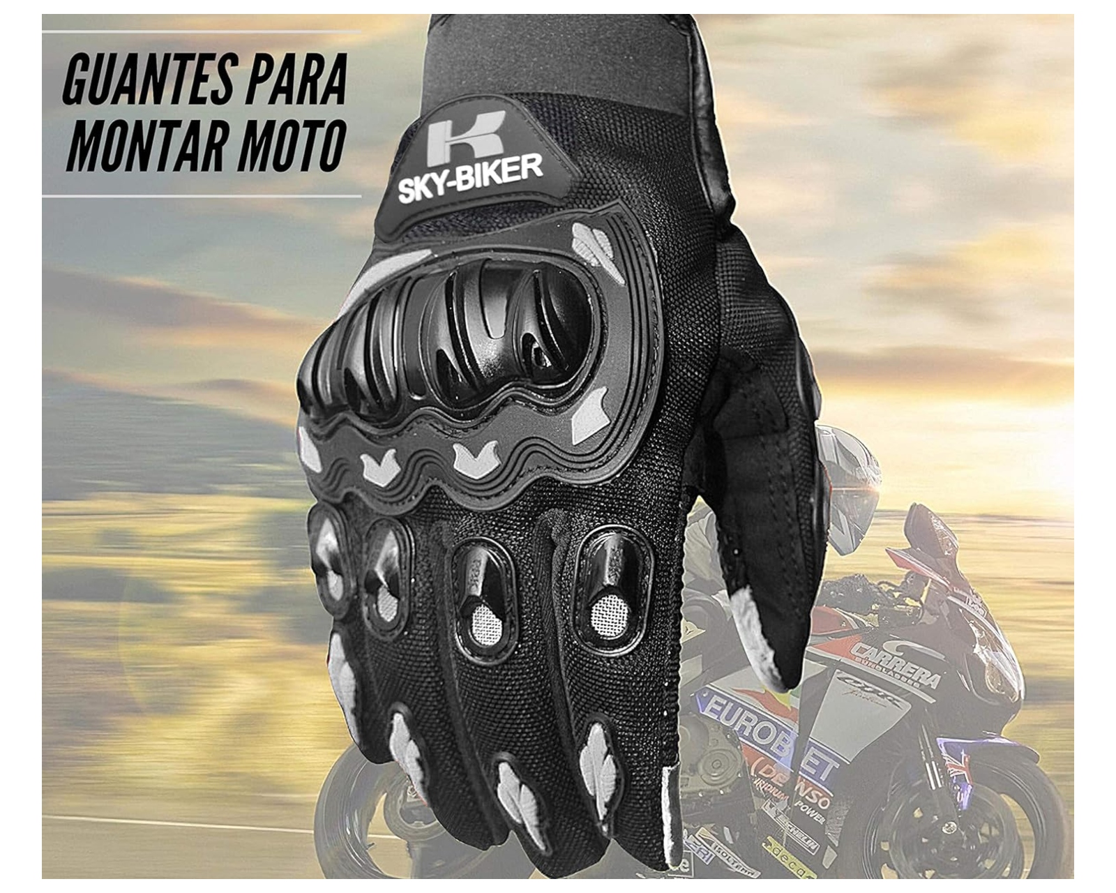 Foto 4 | Guantes para Motociclista BLUELANDER Guantesxlg color Negro Antideslizante Cómodos para Hombre y Mujer Talla XL