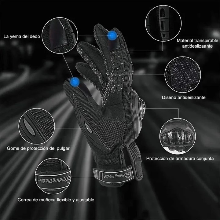 Foto 3 pulgar | Guantes de Protección Petukita Box color Negro para Motocicleta