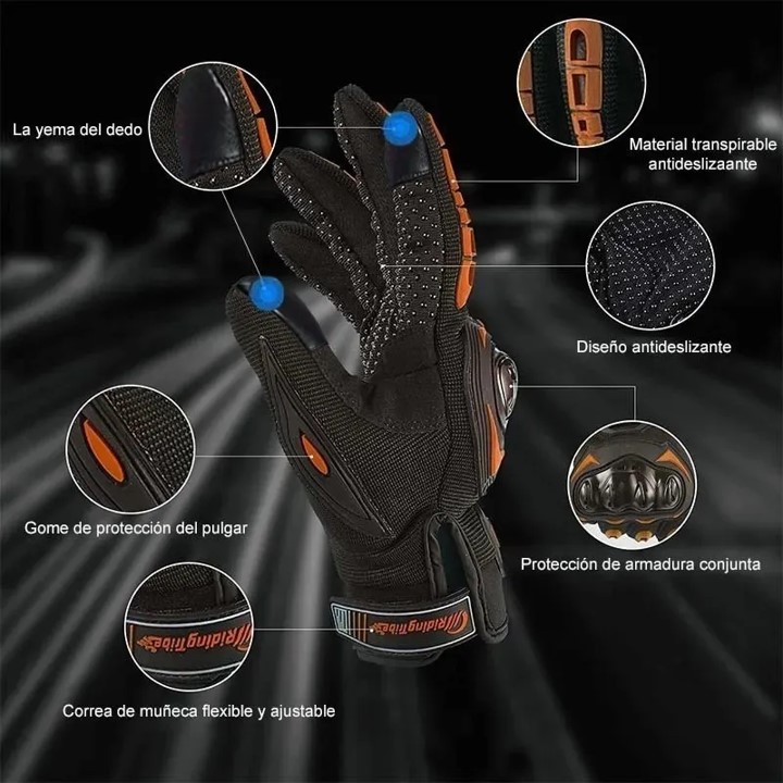 Foto 4 pulgar | Guantes de Protección Petukita Box color Naranja para Motocicleta