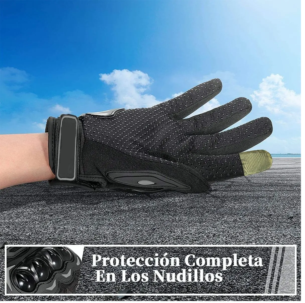 Foto 3 pulgar | Guantes para Motociclista Eo Safe Imports ESI-3163 color Negro Talla M/G