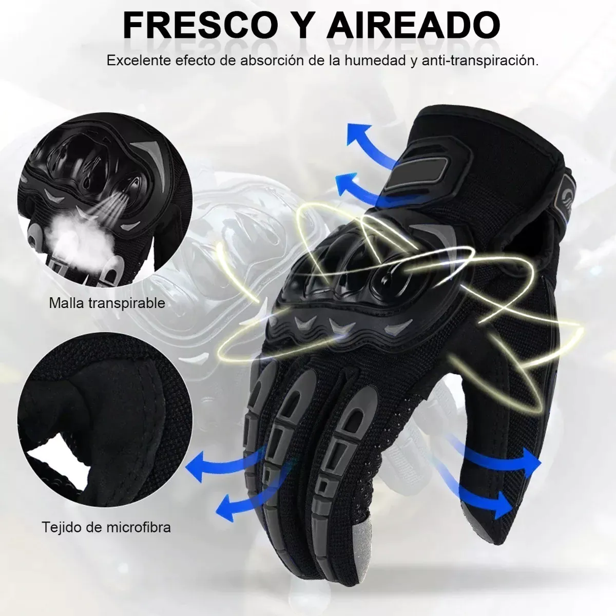 Foto 3 pulgar | Guantes de Protección Eo Safe Imports Esi-4569 color Negro para Motocicleta 2 EG