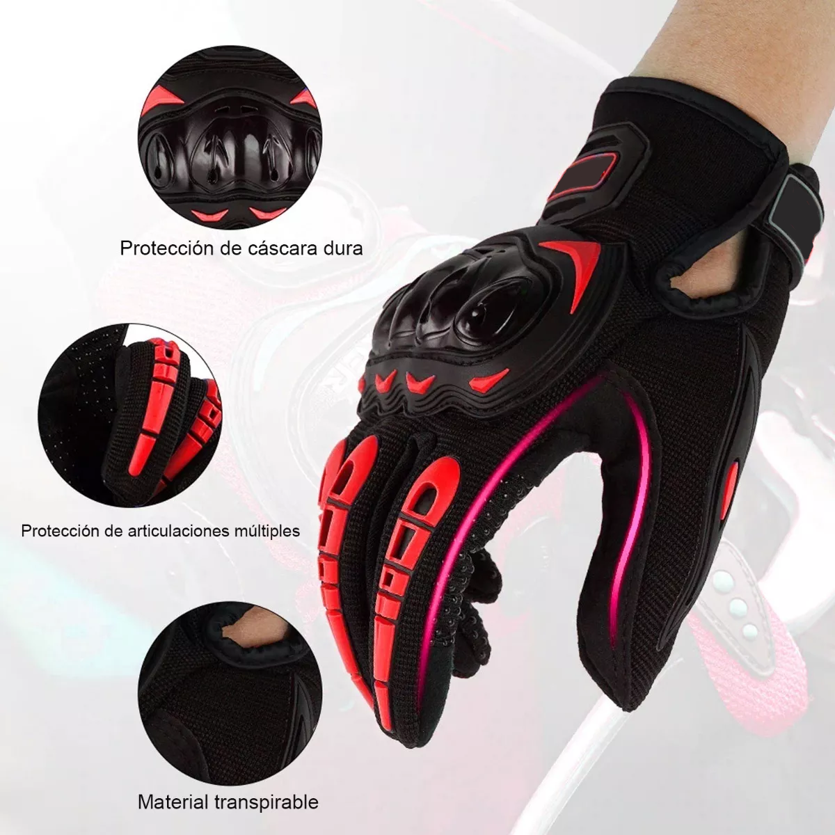 Foto 3 pulgar | Guantes de Protección Eo Safe Imports Esi-4570 color Rojo para Motocicleta M