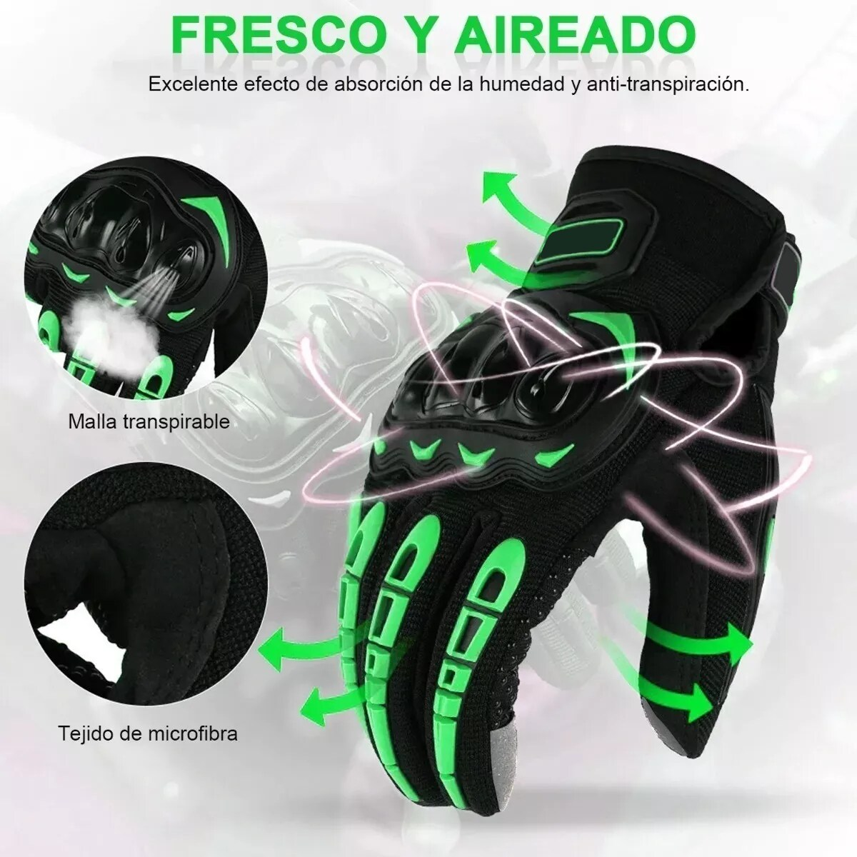 Foto 4 pulgar | Guantes de Protección Eo Safe Imports Esi-4572 color Verde para Motocicleta XL