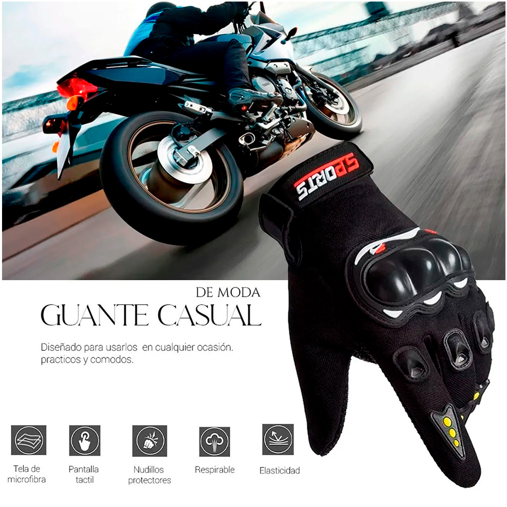 Foto 5 pulgar | Guantes Shendy Vendy con Protección Motociclista Anti Derrape Táctil color Negro