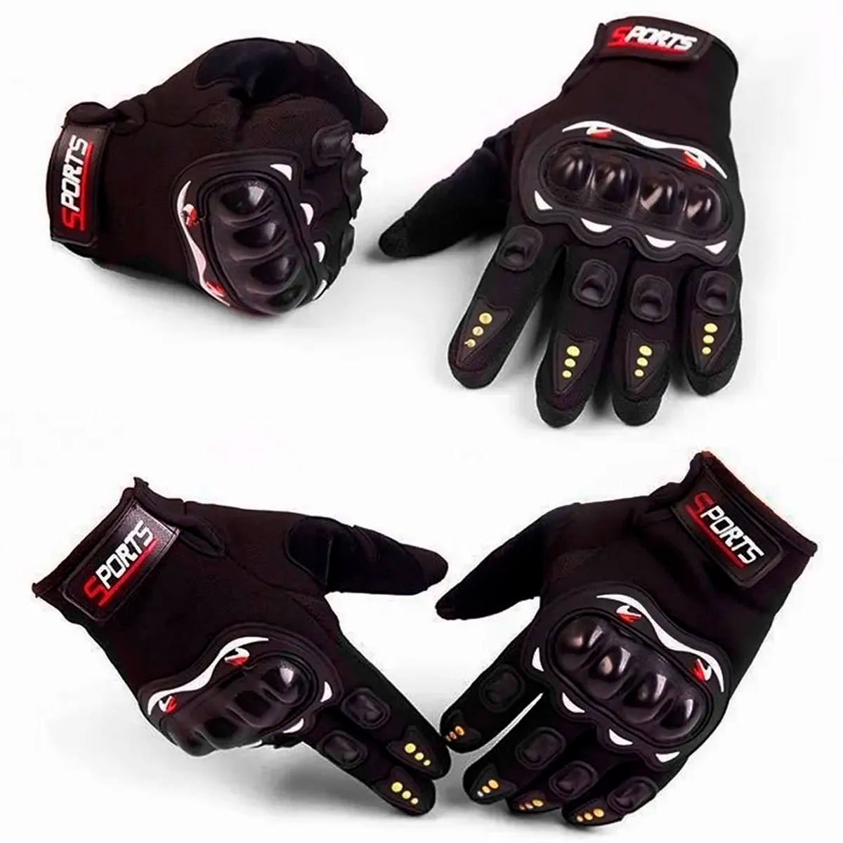 Foto 7 pulgar | Guantes Shendy Vendy con Protección Motociclista Anti Derrape Táctil color Negro