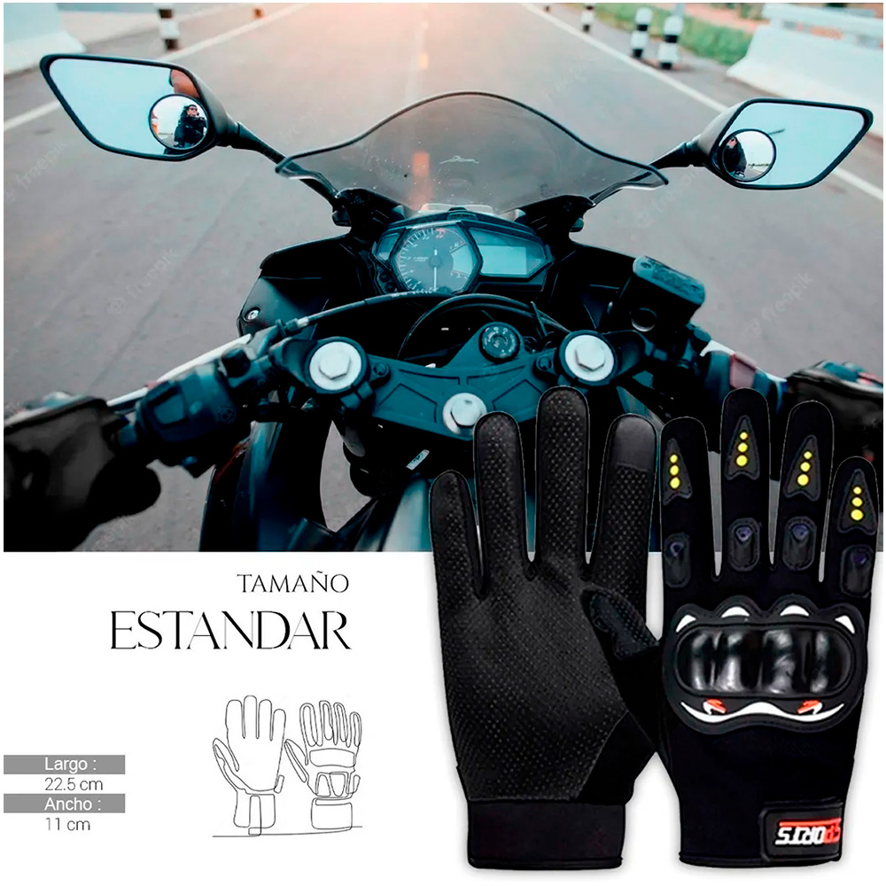 Foto 8 pulgar | Guantes Shendy Vendy con Protección Motociclista Anti Derrape Táctil color Negro