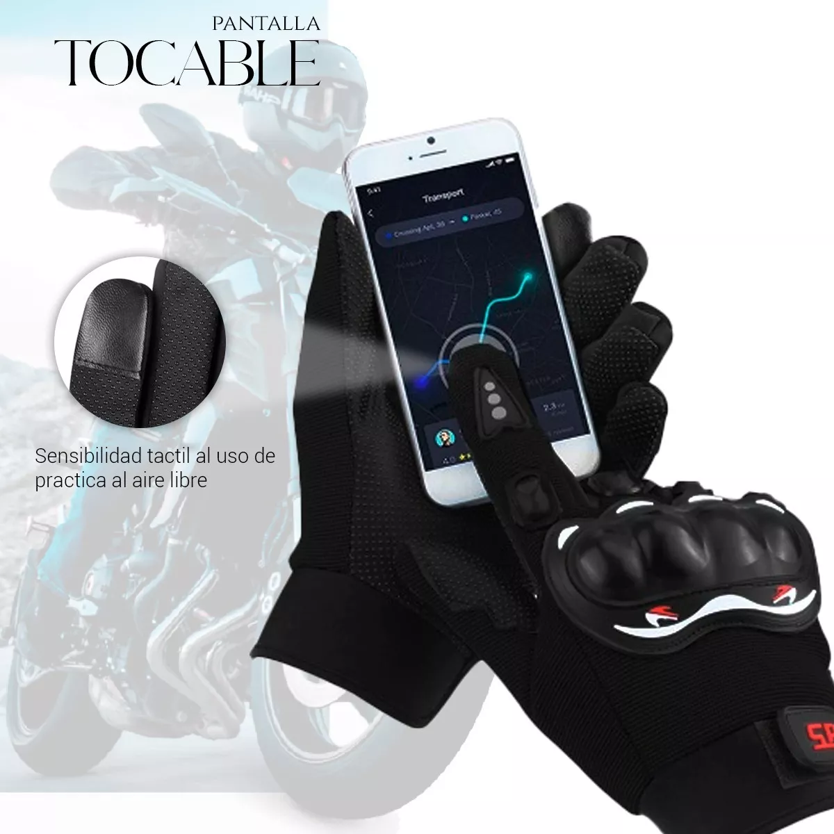 Foto 3 pulgar | Guantes con Protección para Motociclista Eo Safe Imports Negro