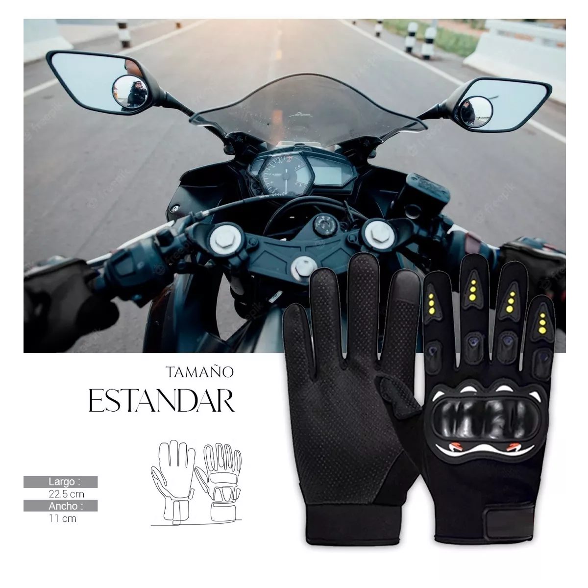 Foto 4 pulgar | Guantes con Protección para Motociclista Eo Safe Imports Negro