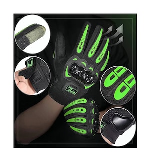 Foto 3 | Guantes Protección Para Moto Pantalla Táctil Antideslizante Negro/verde Talla M