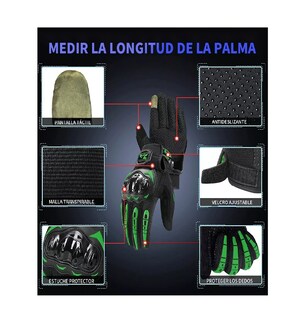Foto 4 | Guantes Protección Para Moto Pantalla Táctil Antideslizante Negro/verde Talla Xxl