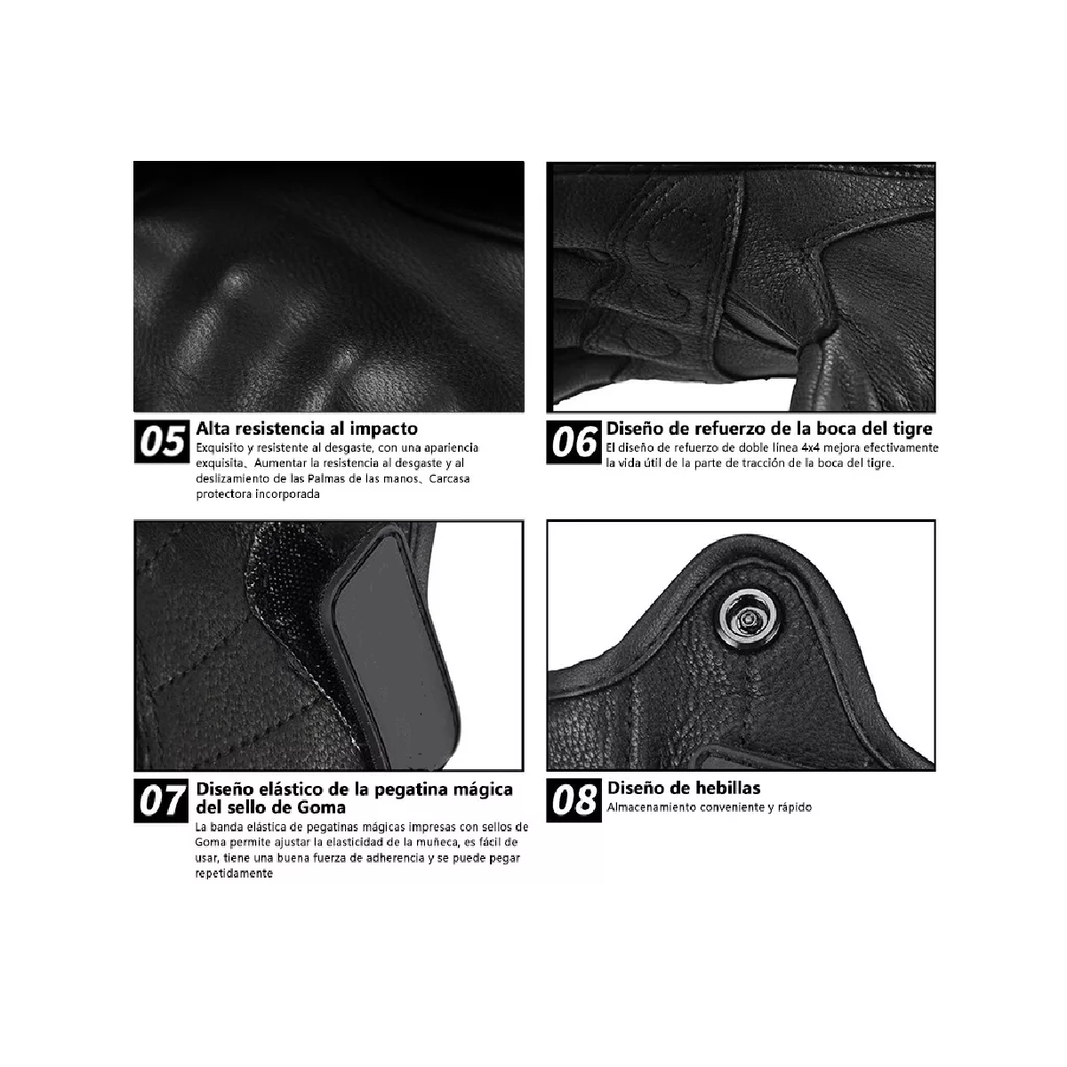 Foto 4 pulgar | Guantes para Motociclista Eo Safe Imports Esi-10085 Negro Aptos para Pantalla Táctil Talla L