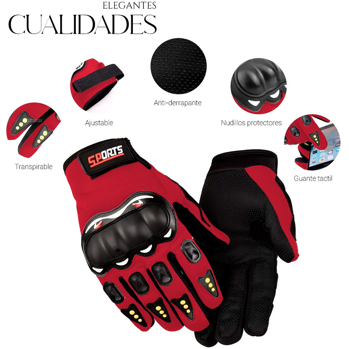 Foto 6 pulgar | Guantes Con Proteccion Motociclista Anti Derrape Táctil