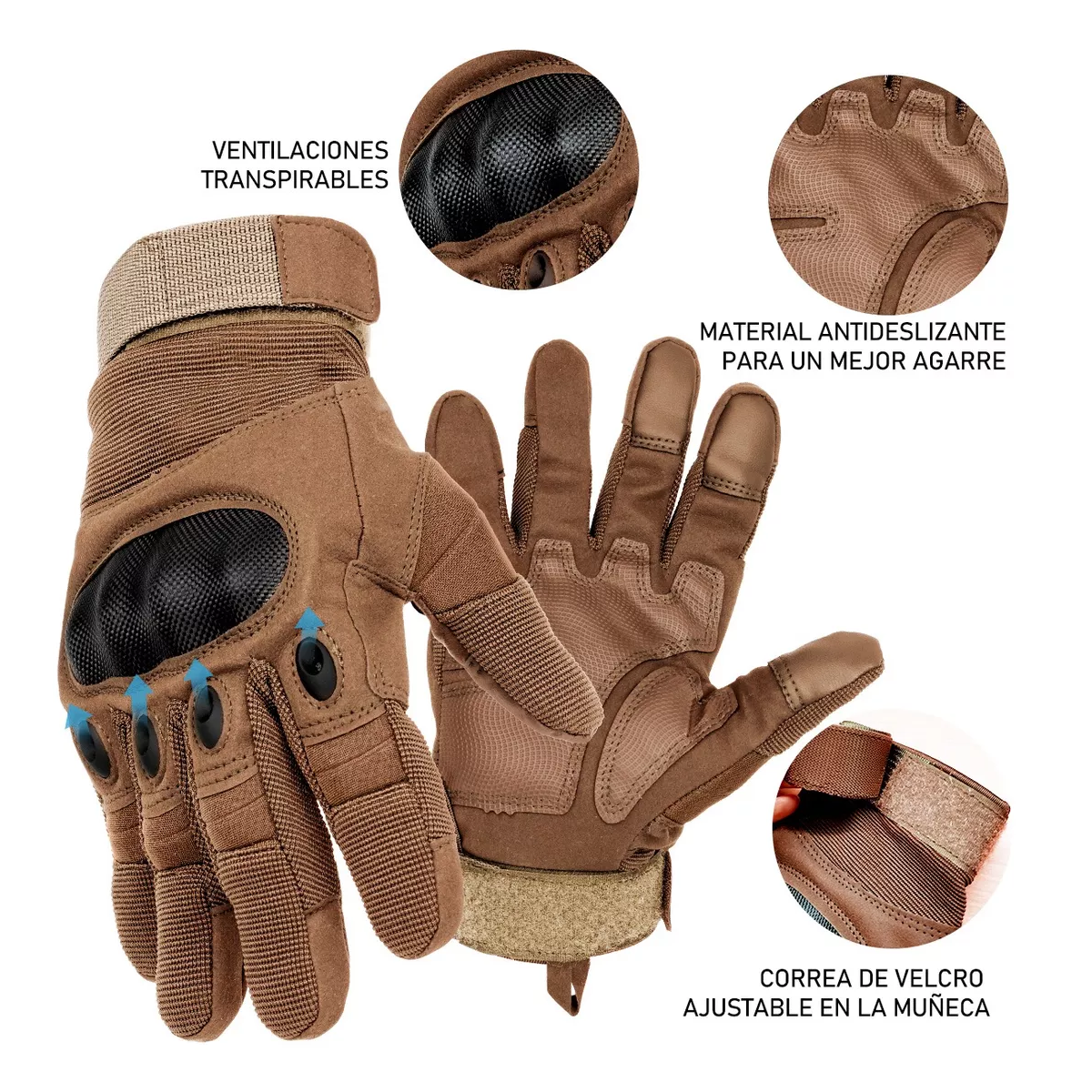 Foto 4 pulgar | Guantes Tácticos Militares de Moto Eo Safe Imports Esi-10672 Beige