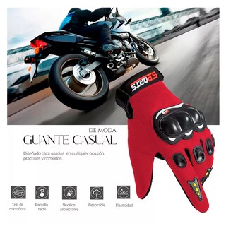 Foto 2 | Guantes con Protección Anti Derrape Táctil Grande Eo Safe Imports Esi-12782 Rojos para Motociclista