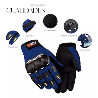 Foto 3 | Guantes con Protección Anti Derrape Táctil Grande Eo Safe Imports Esi-12783 Azul para Motociclista