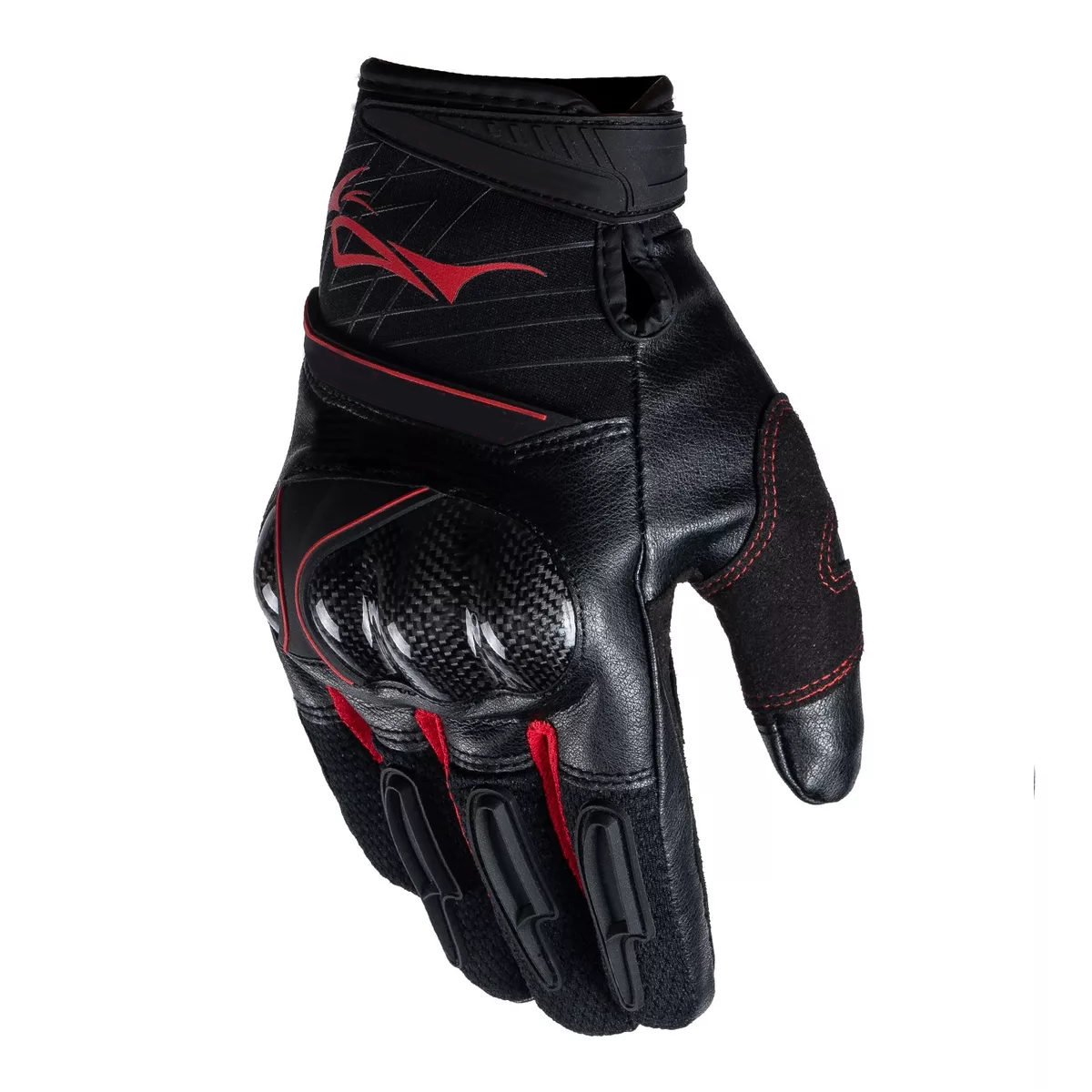 Guantes Para Motocicleta Microfibra Cuero Y Fibra De Carbono L/xl Eo Safe Imports Esi-13805 Rojo