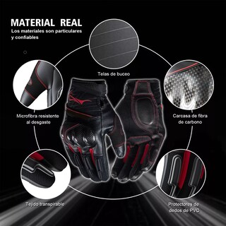 Foto 5 | Guantes Para Motocicleta Microfibra Cuero Y Fibra De Carbono L/xl Eo Safe Imports Esi-13805 Rojo