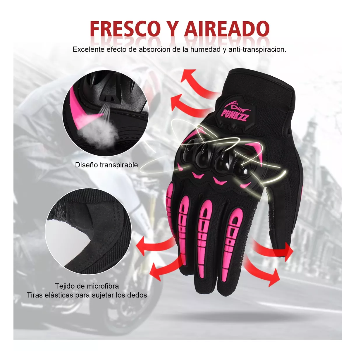 Foto 4 pulgar | Guantes Proteccion Pantalla Táctil De Dedo Para Motocicleta Talla M Eo Safe Imports Esi-13781 Multicolor