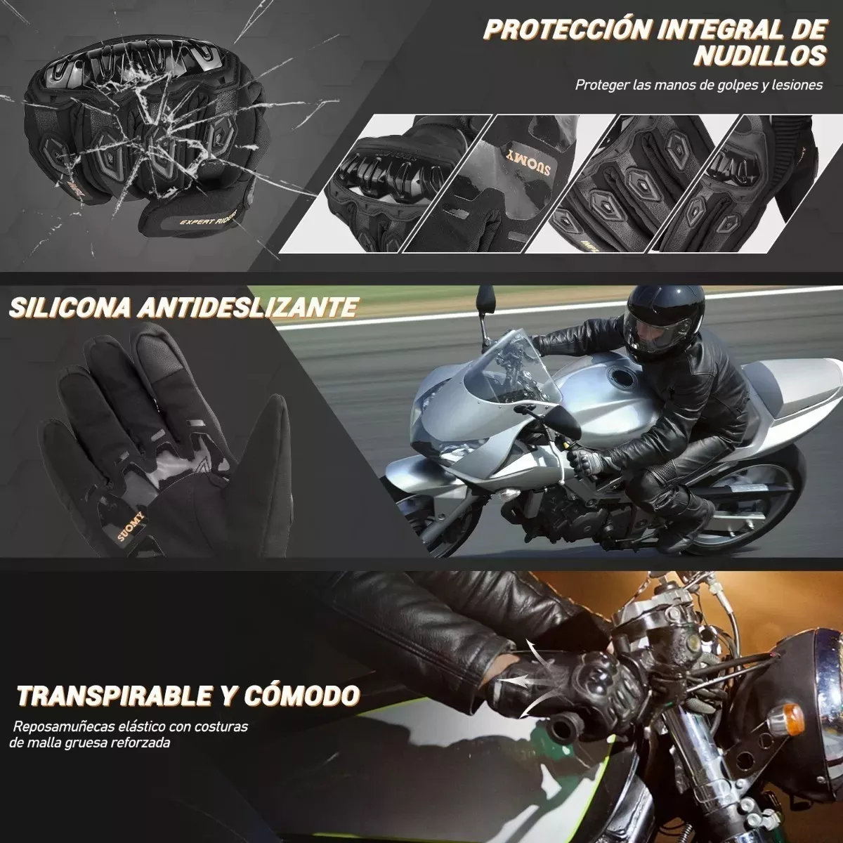 Foto 3 pulgar | Guantes Impermeables Y Térmicos Con Protecciones Motociclism Xl Eo Safe Imports Esi-13780 Negro