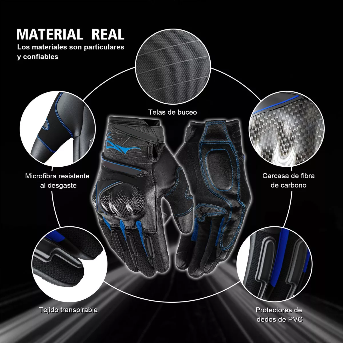Foto 4 pulgar | Guantes Para Motocicleta Microfibra Cuero L/xl Eo Safe Imports Esi-13802 Azul