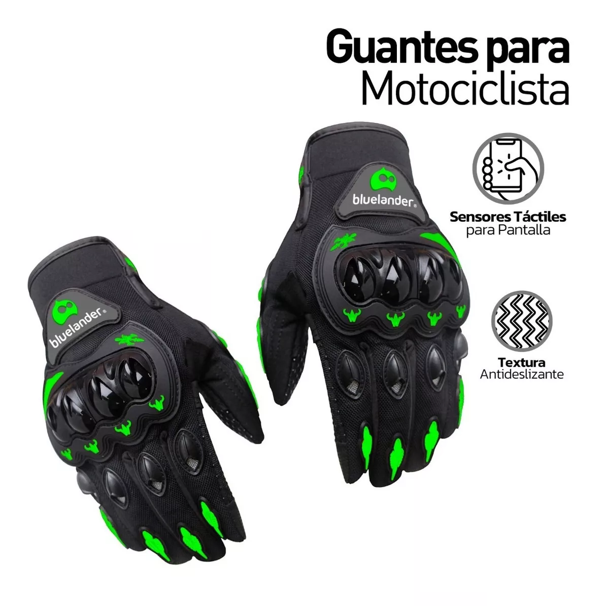 Foto 2 | Guantes Motocicleta Touch Antideslizante color Verde - Negro Talla M