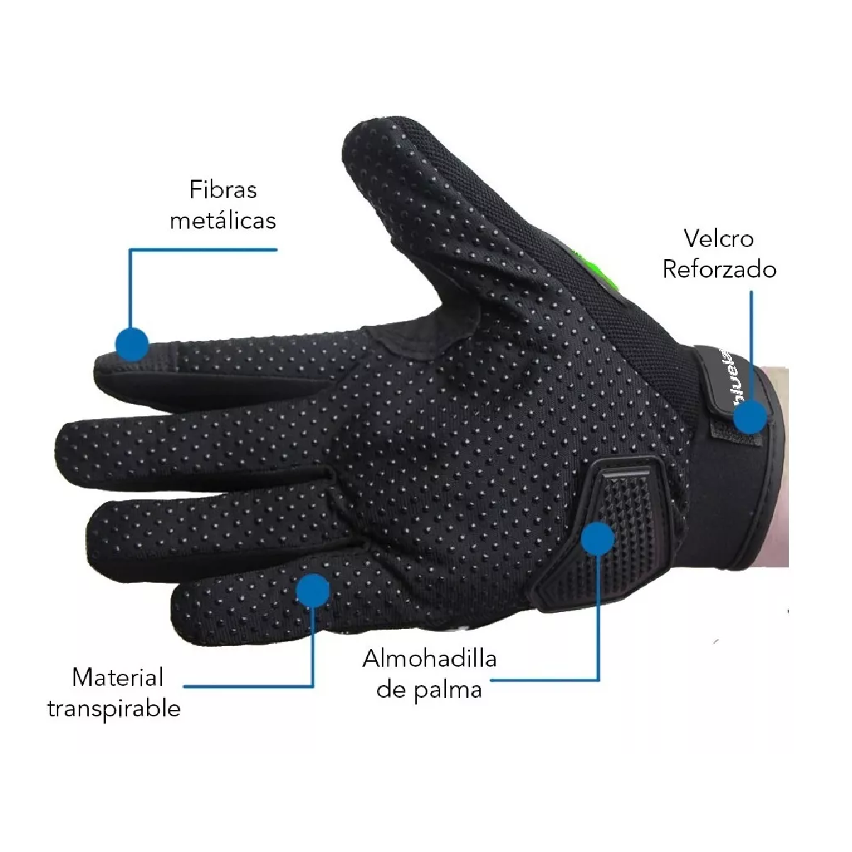 Foto 3 | Guantes Motocicleta Touch Antideslizante color Verde - Negro Talla M