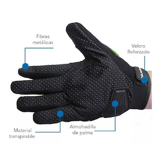 Foto 3 | Guantes Motocicleta Touch Antideslizante color Verde - Negro Talla M