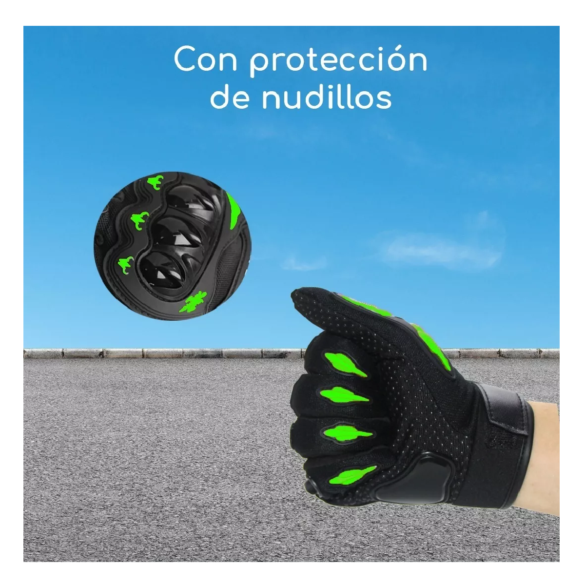 Foto 5 pulgar | Guantes Motocicleta Touch Antideslizante color Verde - Negro Talla M
