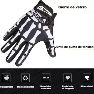 Foto 2 | Guantes De Calavera Transpirables Para Ciclismo Talla G Eo Safe Imports Esi-14358 Negro