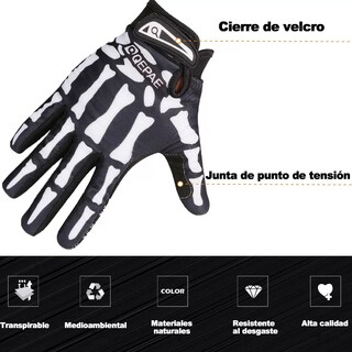 Foto 2 | Guantes De Calavera Transpirables Para Ciclismo Talla Xl Eo Safe Imports Esi-14359 Negro
