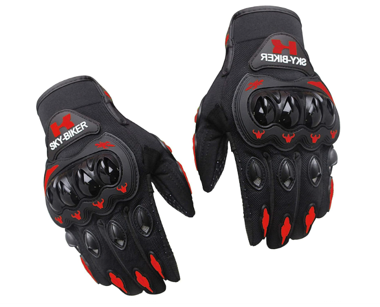 Foto 1 | Guantes Para Motociclista Antideslizante Con Sensores Táctiles Talla M Negro Con Rojo Bluelander