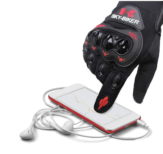 Foto 4 pulgar | Guantes Para Motociclista Antideslizante Con Sensores Táctiles Talla M Negro Con Rojo Bluelander