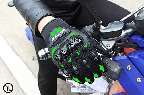 Foto 5 pulgar | Guantes Para Motociclista Antideslizante Con Sensores Táctiles Talla  L Negro Con Verde Bluelander