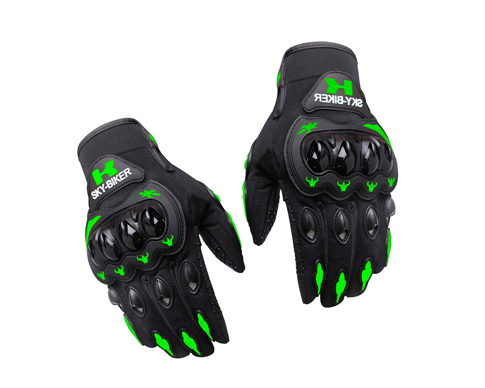 Foto 2 pulgar | Guantes Para Motociclista Antideslizante Con Sensores Táctiles Talla M Negro Con Verde Bluelander