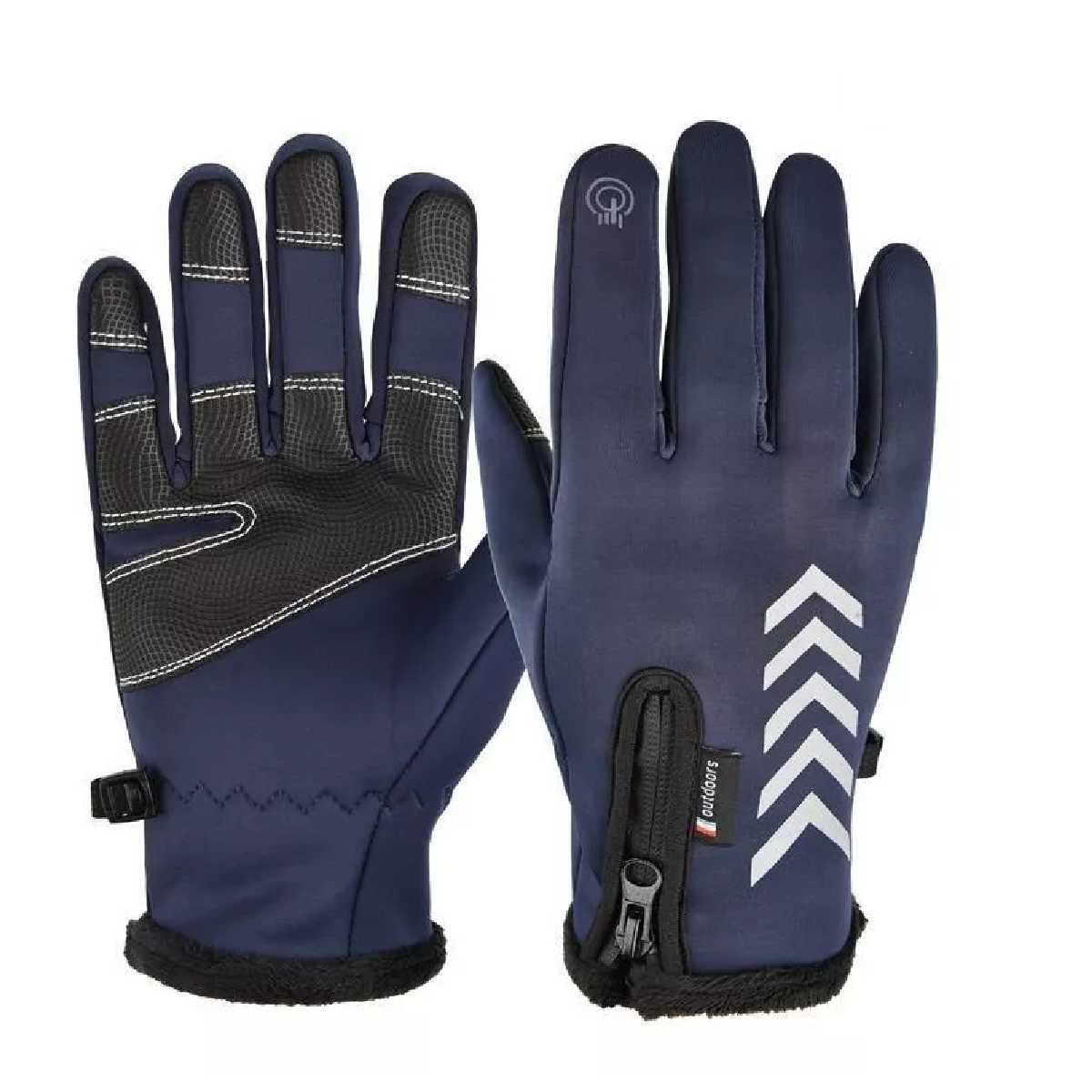 Guantes De Cuero Térmicos Impermeables Touch Para Moto/bici Talla G Azul Marino