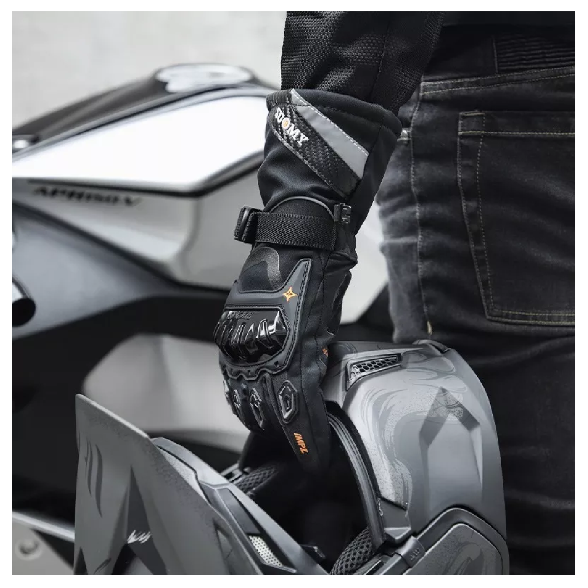 Foto 6 pulgar | Guantes De Moto Invierno Frio Impermeables Y Térmicos Táctil Talla M