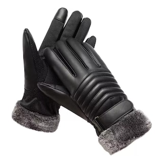 Foto 1 | Guantes De Cuero Térmicos Impermeables Frio Para Moto Bici Negro Tipo Piel