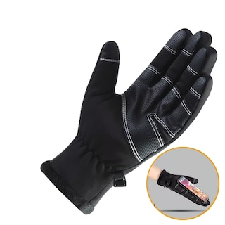 Foto 3 | Guantes De Cuero Térmicos Impermeables Touch Para Moto/bici Talla G Negro
